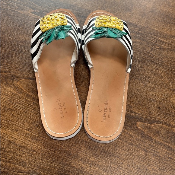 Kate Spade Pineapple Stripe Slide Sandals - Size 9 M - Picture 2 of 4